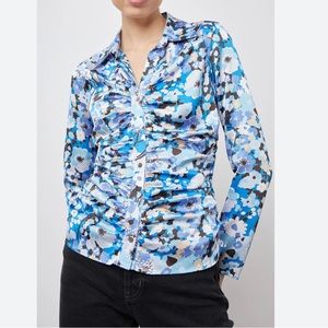 Rails Women Lisa Zinnia Top Size XL Preppy Button Front Long Sleeve Ruched